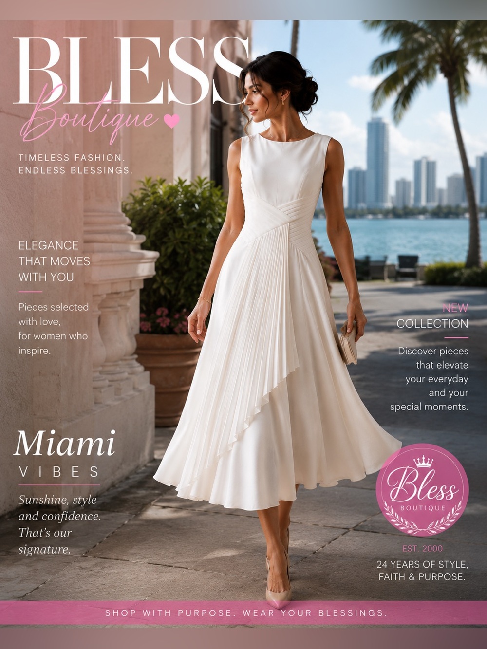 Bella Barnett White Draped Midi Dress | Asymmetric Pleated Dress Dress | Size L
